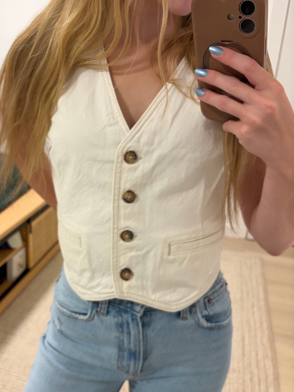 Abercrombie white denim vest
